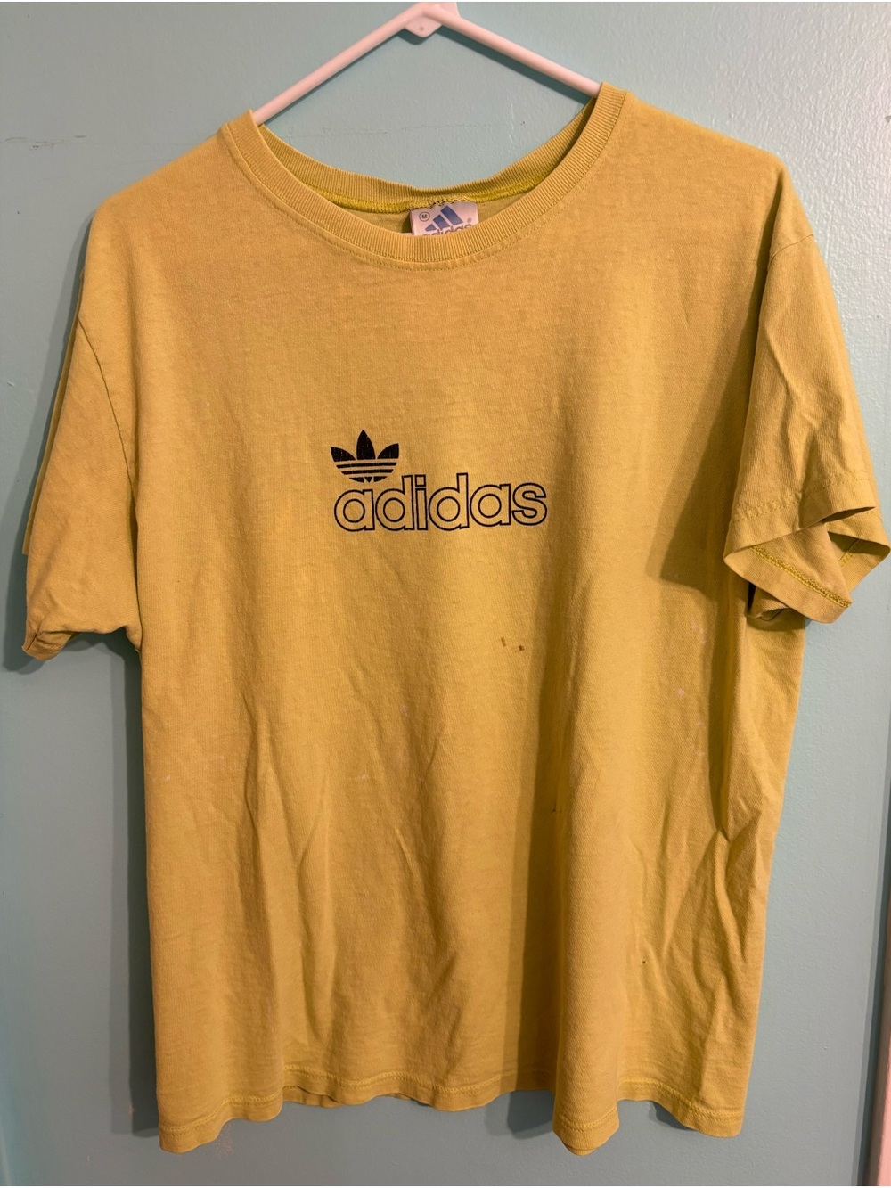 adidas Neon Yellow vintage Logo Short Sleeve Tee